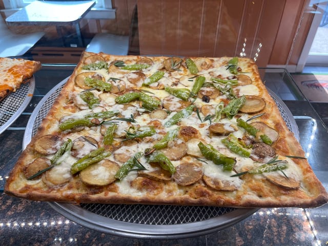 Potatoes & Long Hots GM Pizza.